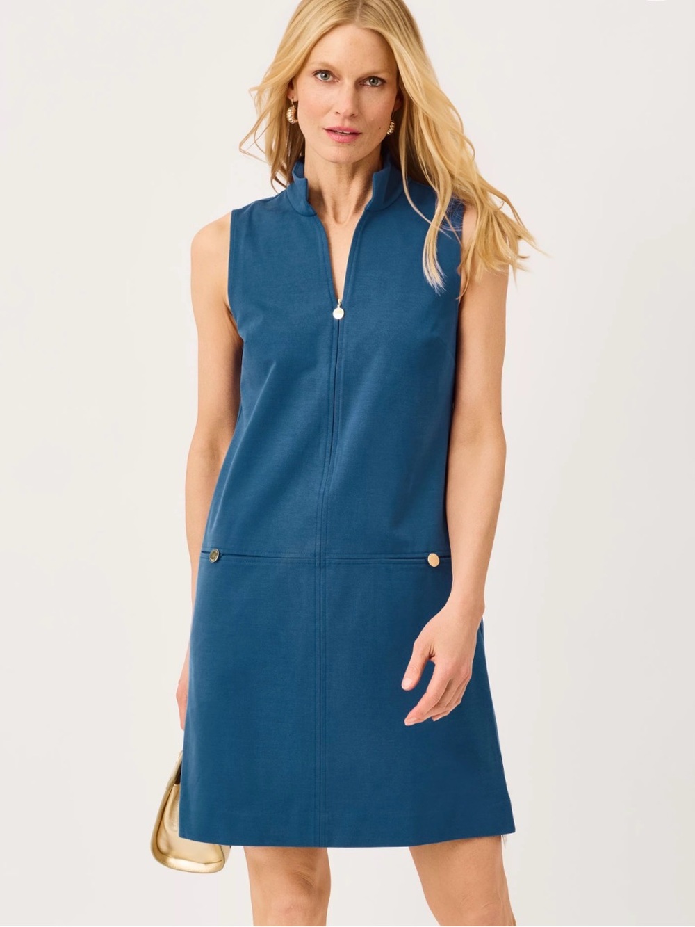 Lilly Pulitzer Rosee Polished Pique Shift Dress Gold Button. NWT $178 Retail